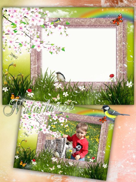 Многослойная весенняя рамка